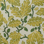 Pattern of green and yellow leaves on a white background