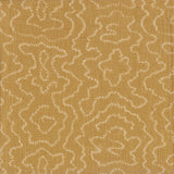 Detail of fabric in a minimalist wood grain print in cream on a tan field.