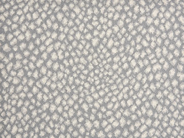 Broadloom carpet swatch in an animal pattern grey color