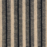 Broadloom carpet swatch in a striped pattern in a black cream design