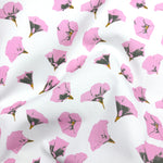 Floral pattern with pink flowers on a white background