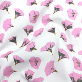 Floral pattern with pink flowers on a white background