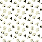 Pattern of black and white flowers on a white background