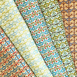 Collection woven floral fabrics in a range of colors.