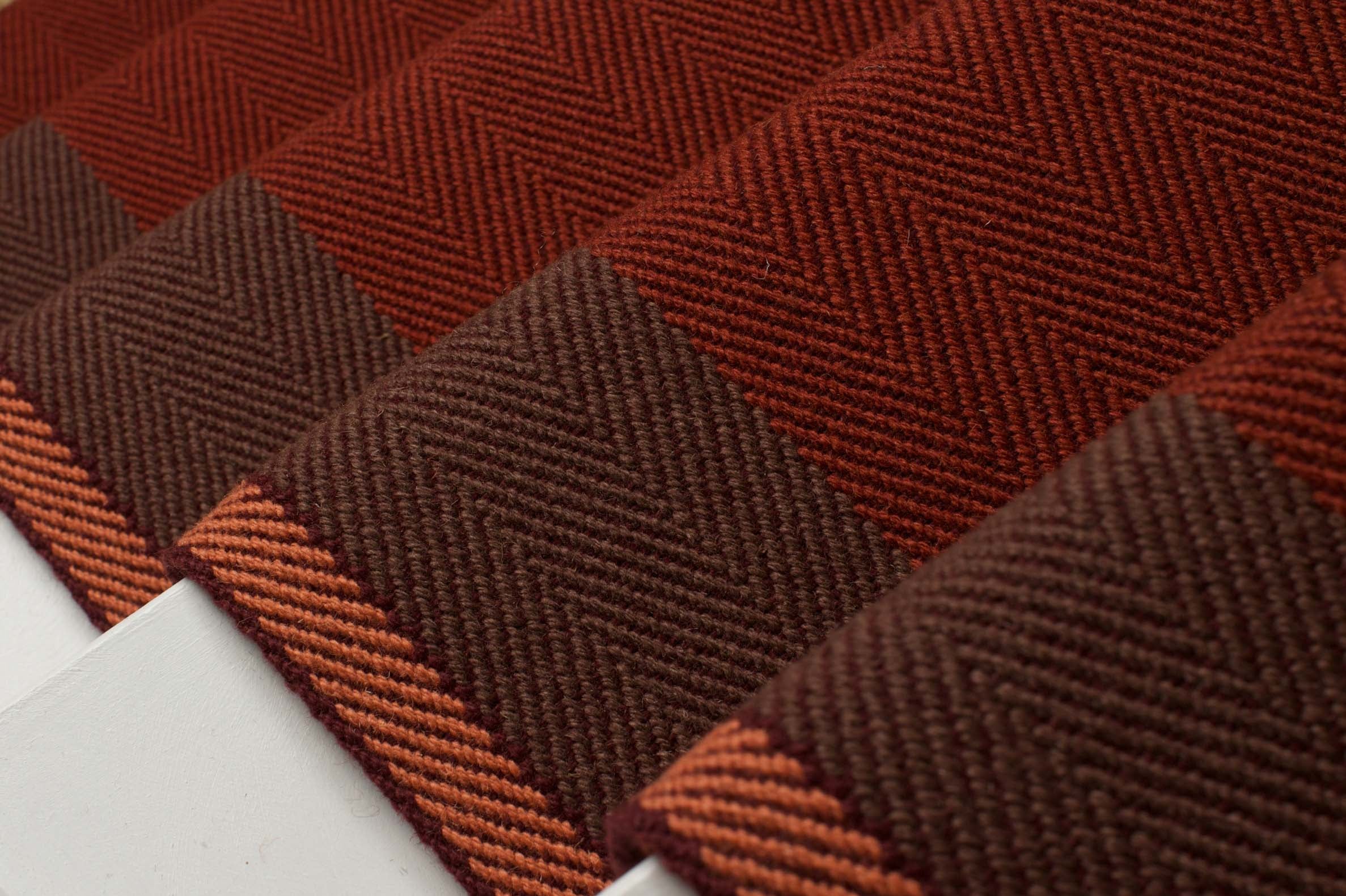 Striped flatweave runner in red and brown 