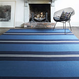 Striped flatweave runner in blue and grey 