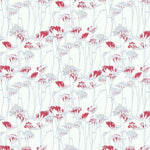Pattern of red and white flowers on a white background