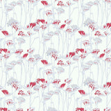 Pattern of red and white flowers on a white background