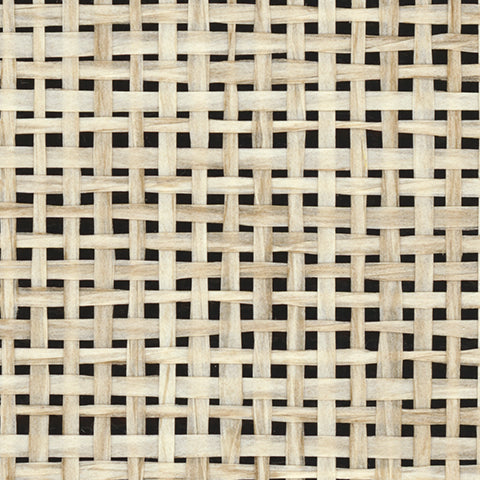 Detail of a paperweave grasscloth wallpaper in cream on a black paper backing.