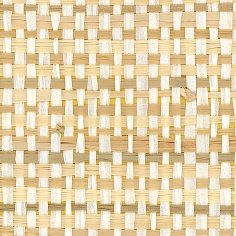 Detail of a paperweave grasscloth wallpaper in checked cream and tan.