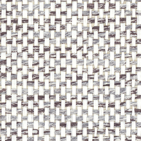 Detail of a paperweave grasscloth wallpaper in mottled grey, black and white.
