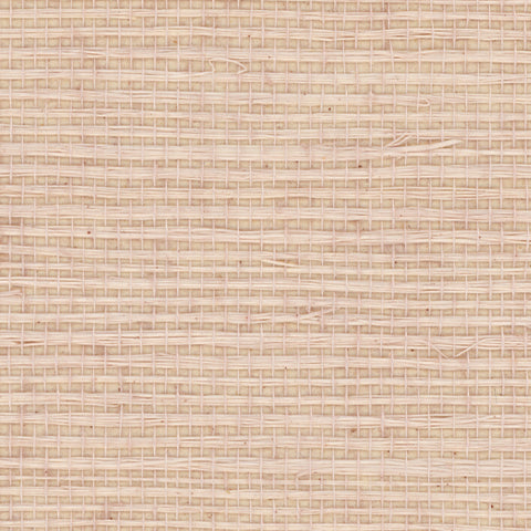 Detail of a sisal grasscloth wallpaper in pale pink on a paper backing.