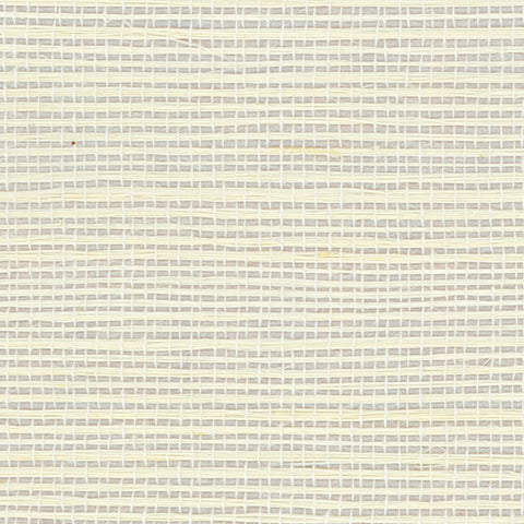 Detail of a sisal grasscloth wallpaper in white on a cream paper backing.