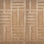 Detail of a Handknotted rug in beige with a raised linear pattern. 