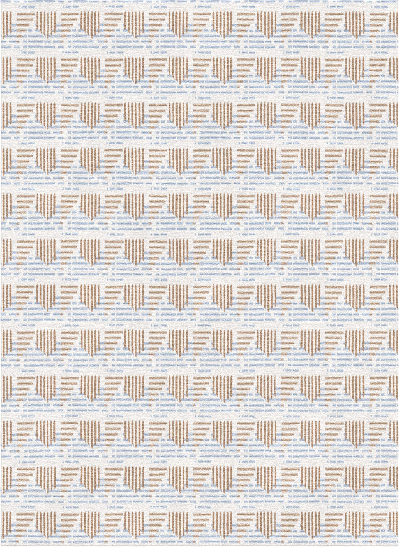 Handknotted Moroccan style rug rendering in a textural cream grey and tan pattern.