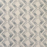 Fabric in a diamond grid pattern in navy on a tan field.
