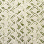 Fabric in a diamond grid pattern in olive on a cream field.