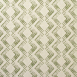 Fabric in a diamond grid pattern in olive on a cream field.