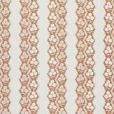 Fabric in a botanical stripe print in sienna on a white field.