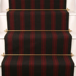 Striped flatweave runner in red and dark brown