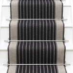 Striped flatweave runner in black and white