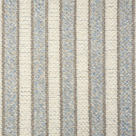Broadloom carpet with stripes of cream and blue.