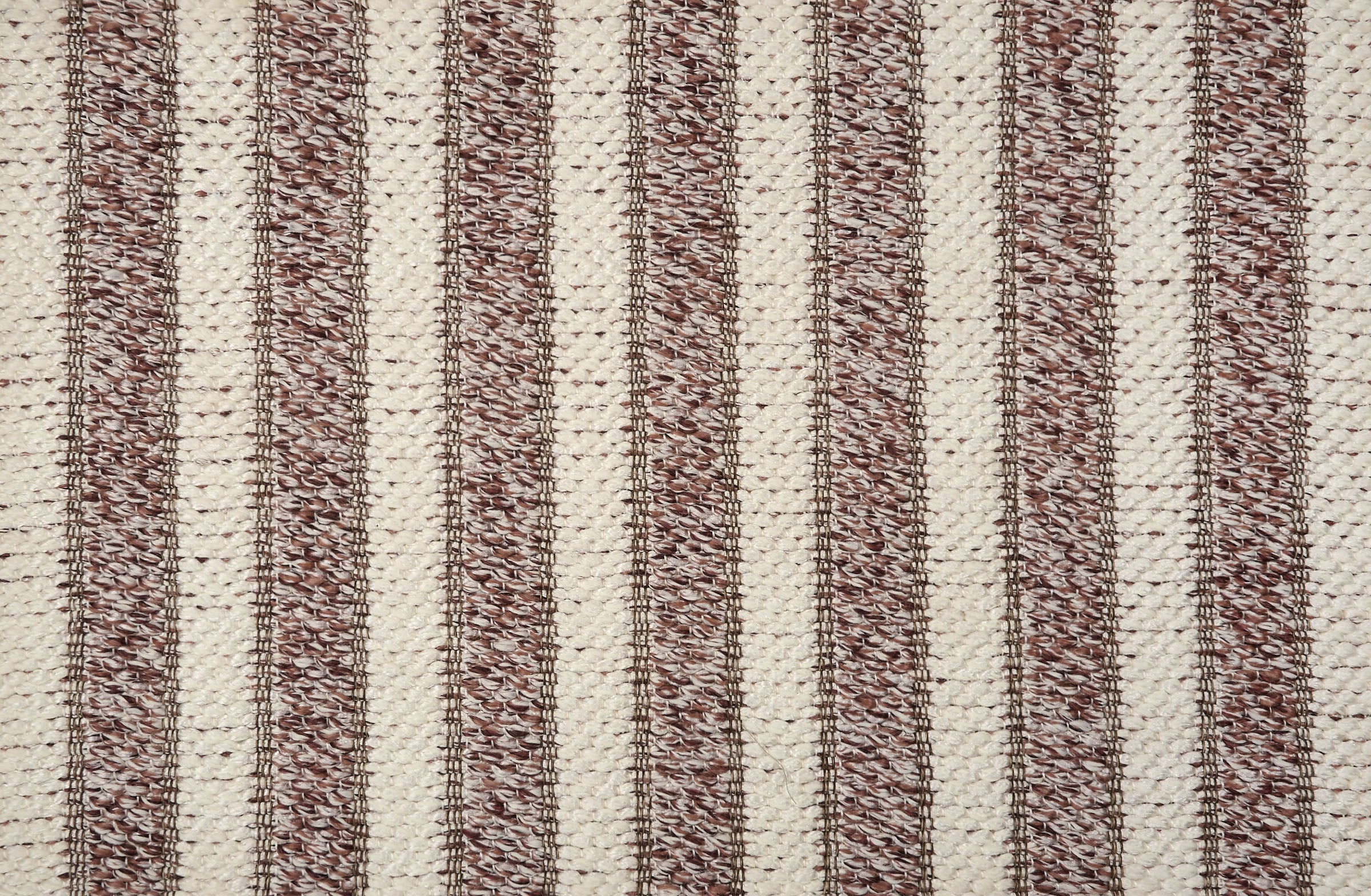 Broadloom carpet with stripes of cream and maroon.