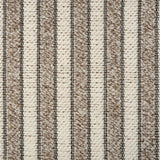 Broadloom carpet with stripes of cream and brown.