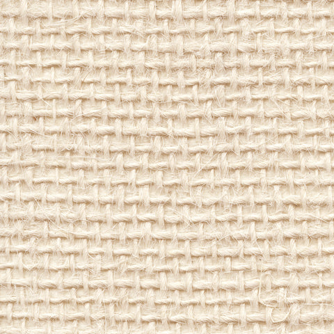 Detail of a hemp wallpaper panel in a textured weave in cream.