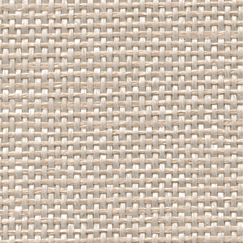 Detail of a metallic-rubbed paperweave grasscloth wallpaper in neutral.