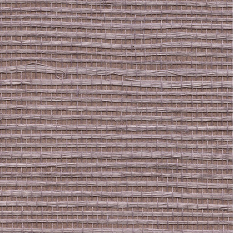 Detail of a sisal grasscloth wallpaper in mauve on a paper backing.