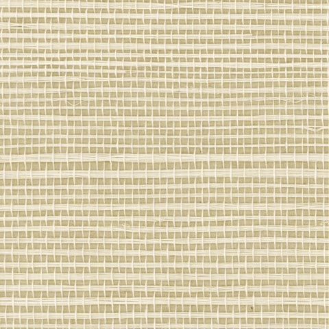 Detail of a sisal grasscloth wallpaper in cream on a tan paper backing.