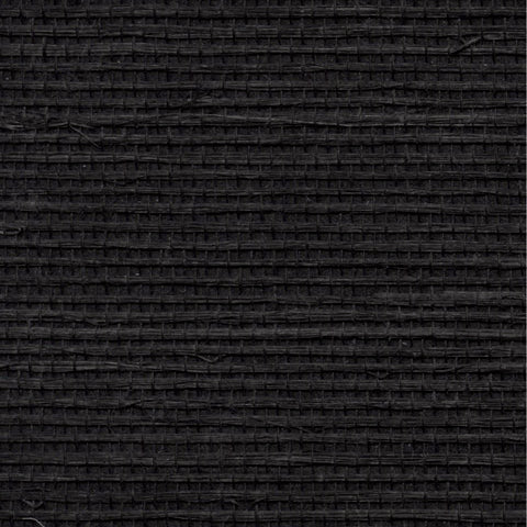 Detail of a sisal grasscloth wallpaper in black on a paper backing.
