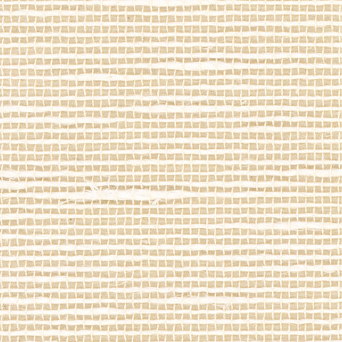 Detail of a grasscloth wallpaper in textured cream on a tan paper backing.