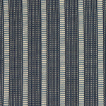 Detail of a hand-woven cotton striped fabric in shades of blue and beige.