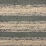 Flatwoven rug in a wide stripe in slate blue with strié cream and navy stripes.