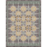 Decorative rug with geometric pattern on a plain background
