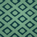 Patterned green rug with geometric design