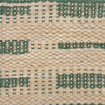 Handwoven rug detail in a contemporary design in green and cream