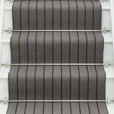 Striped flatweave runner in grey and black