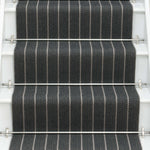 Striped flatweave runner in black and ivory