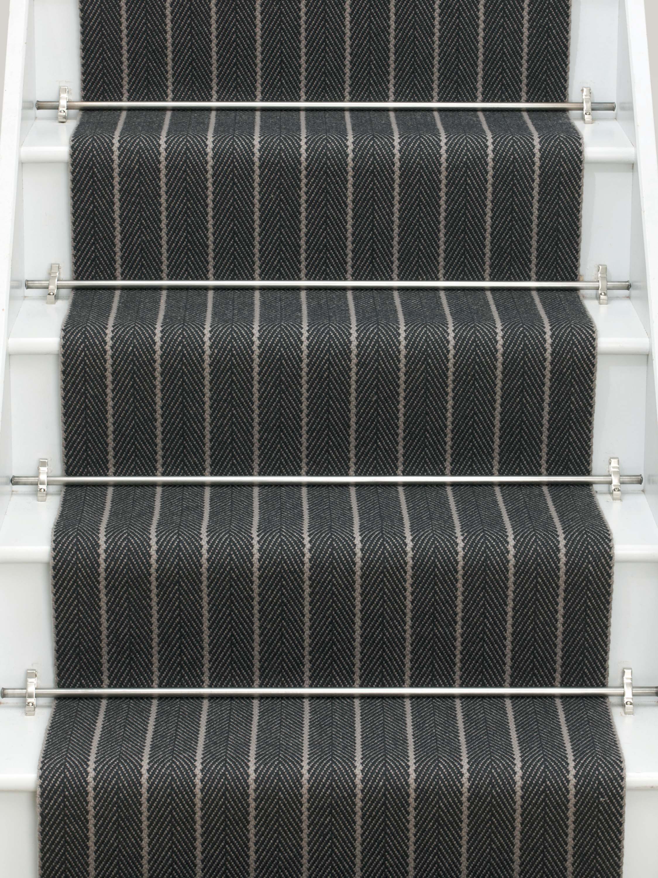 Striped flatweave runner in black and ivory