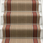 Striped flatweave runner in tan and red