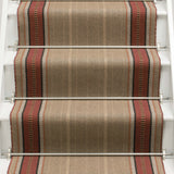 Striped flatweave runner in tan and red