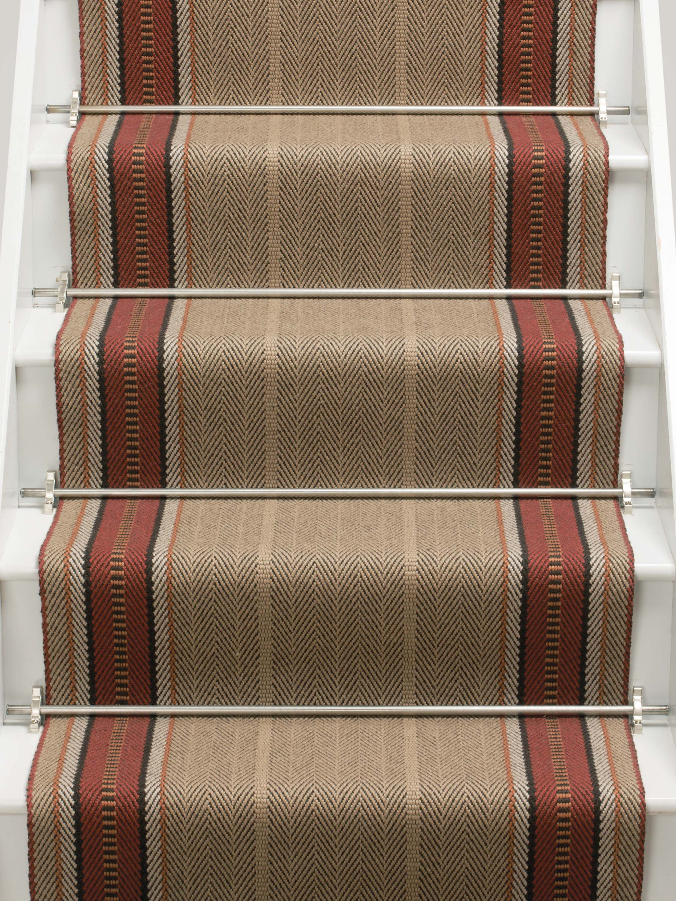 Striped flatweave runner in tan and red