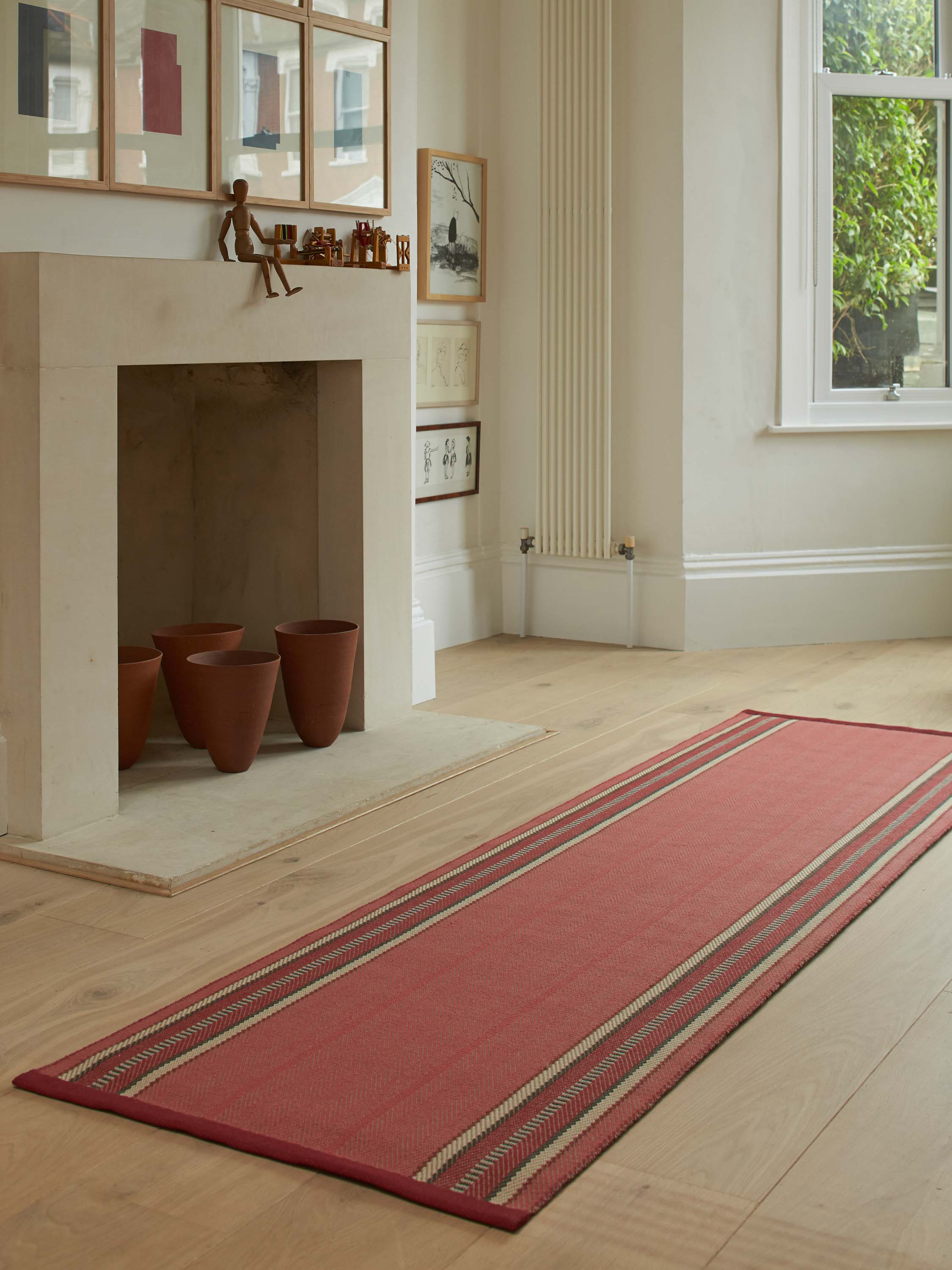 Striped flatweave runner in red