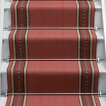 Striped flatweave runner in red on white staircase