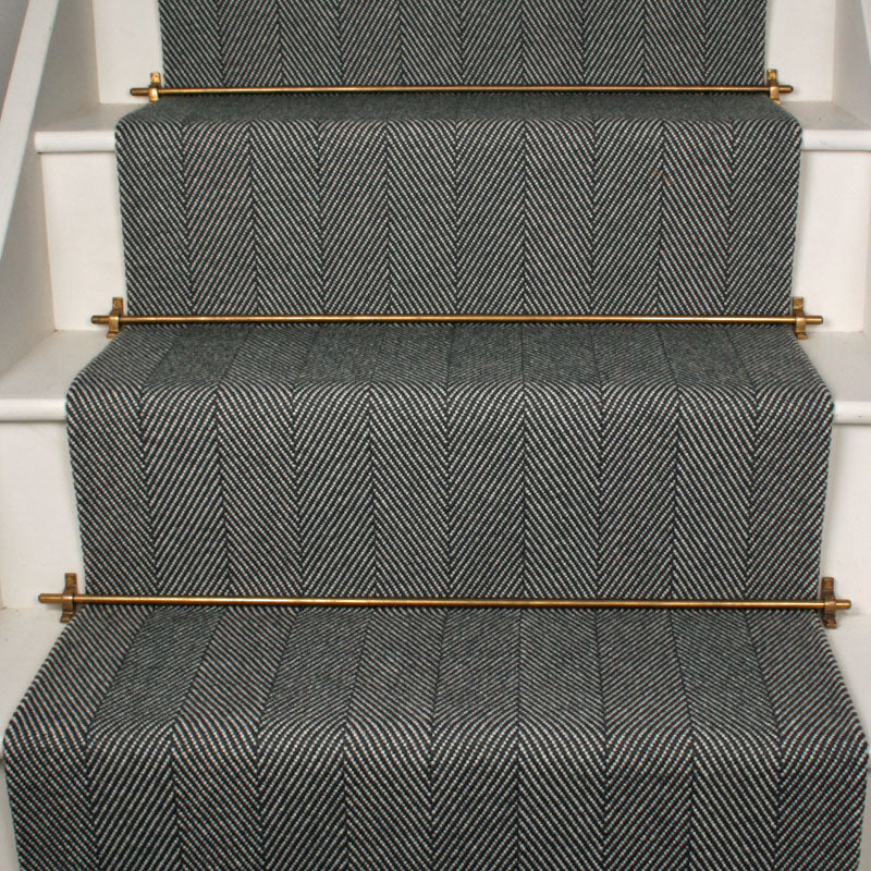 Herringbone flatweave runner in smoke grey