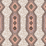 Patterned fabric with geometric design on a beige background