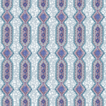 Detail of wallpaper in a geometric stripe pattern in shades of blue, purple and navy.